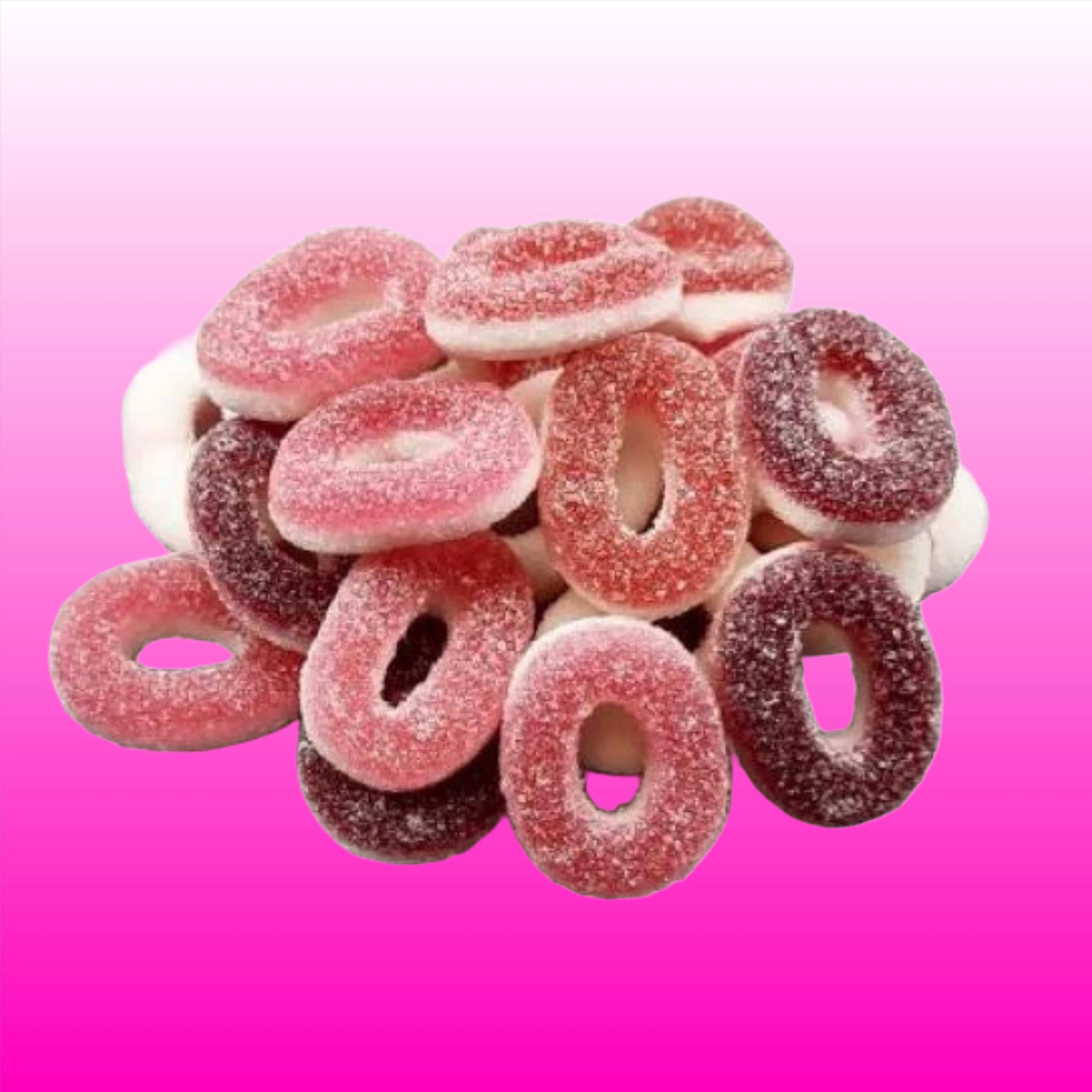 Image de Anneaux Fraise Framboise, une friandise savoureuse disponible sur Friandises Magic.